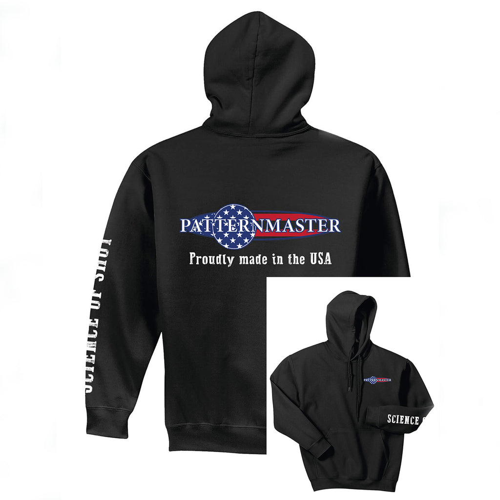 Patternmaster Black Hoodie with Patriotic Logo for Proud Supporters