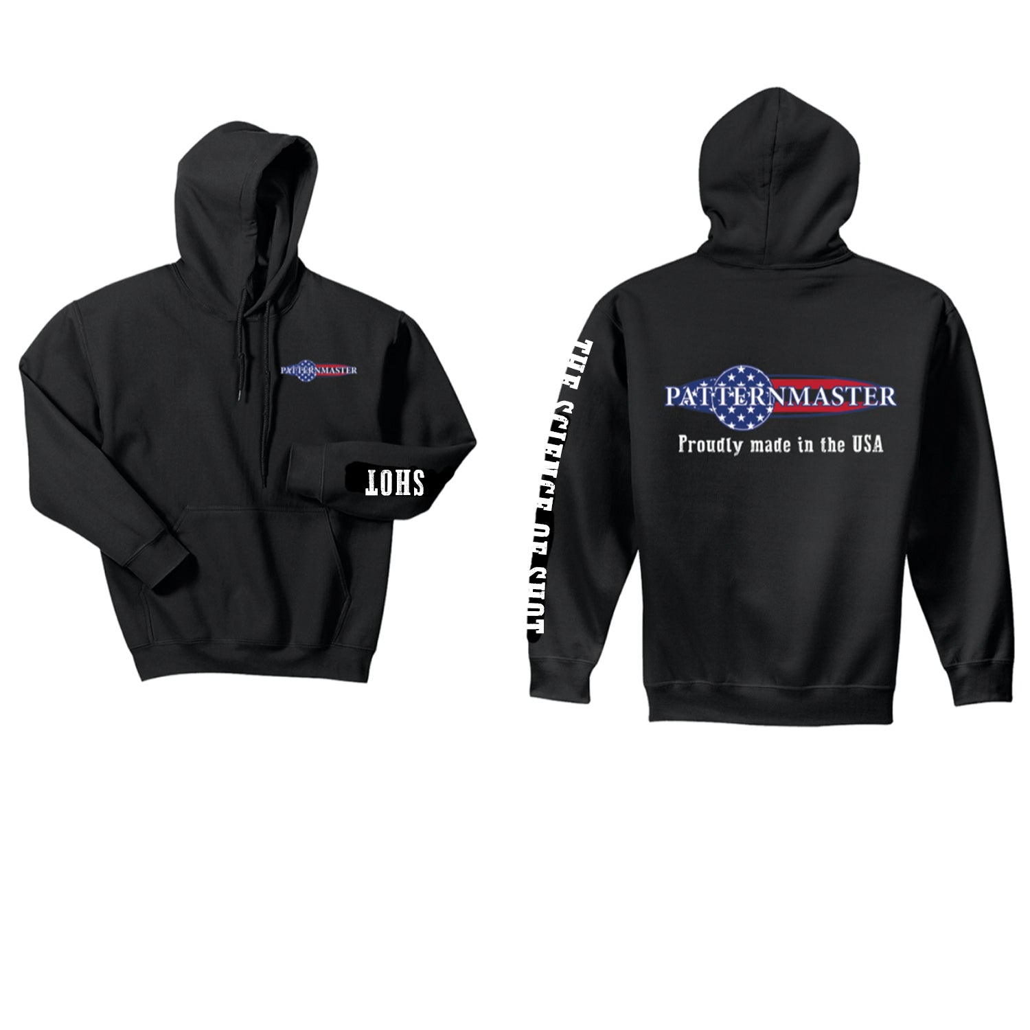 Patternmaster Black Hoodie with Patriotic Logo for Proud Supporters