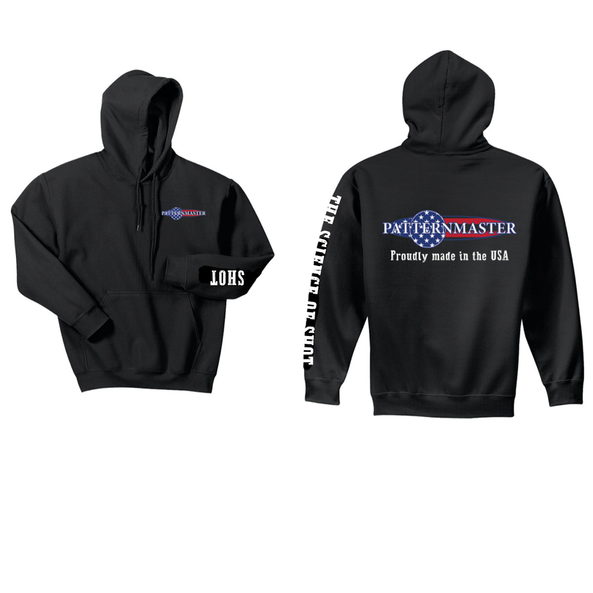 Patternmaster Black Hoodie with Patriotic Logo for Proud Supporters